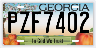 GA license plate PZF7402