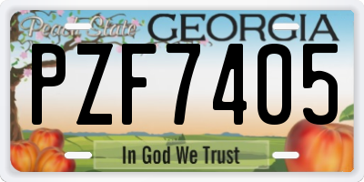 GA license plate PZF7405