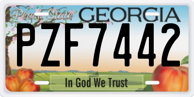 GA license plate PZF7442