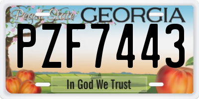 GA license plate PZF7443
