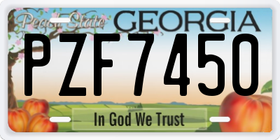 GA license plate PZF7450