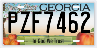 GA license plate PZF7462