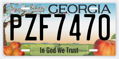 GA license plate PZF7470