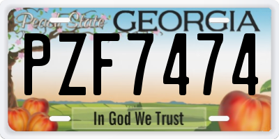 GA license plate PZF7474