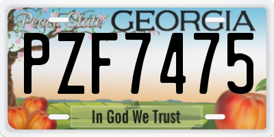 GA license plate PZF7475