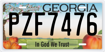 GA license plate PZF7476