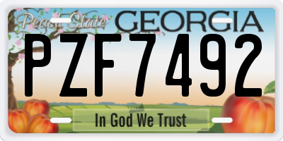 GA license plate PZF7492