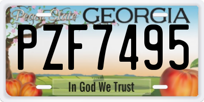GA license plate PZF7495