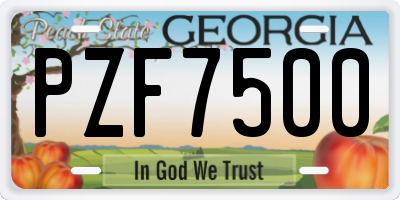 GA license plate PZF7500