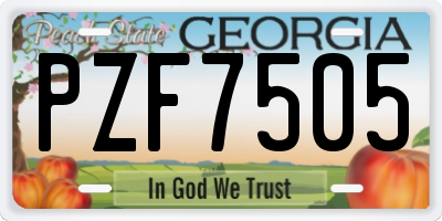 GA license plate PZF7505