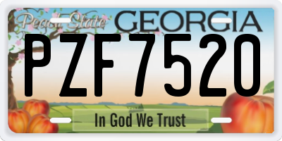 GA license plate PZF7520