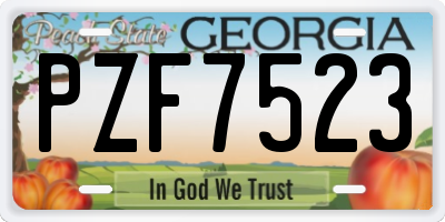 GA license plate PZF7523