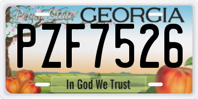 GA license plate PZF7526