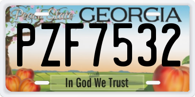 GA license plate PZF7532