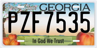 GA license plate PZF7535