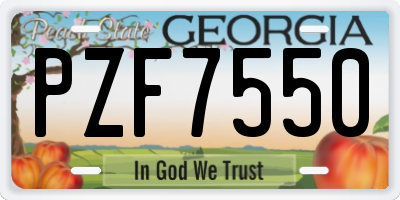 GA license plate PZF7550
