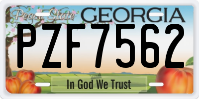 GA license plate PZF7562