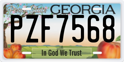 GA license plate PZF7568