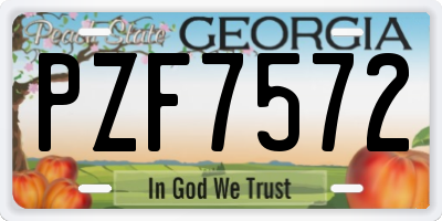 GA license plate PZF7572