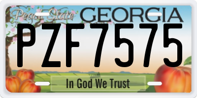 GA license plate PZF7575