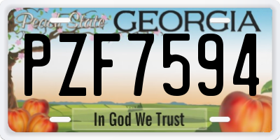 GA license plate PZF7594