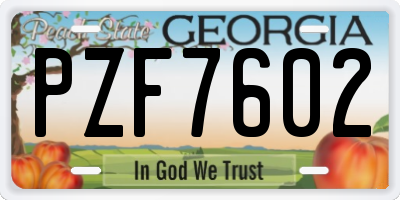 GA license plate PZF7602