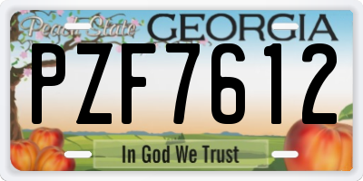 GA license plate PZF7612