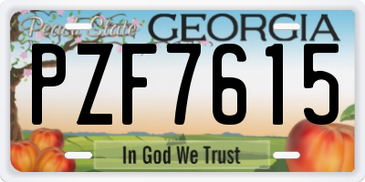 GA license plate PZF7615