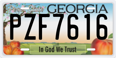 GA license plate PZF7616