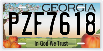 GA license plate PZF7618