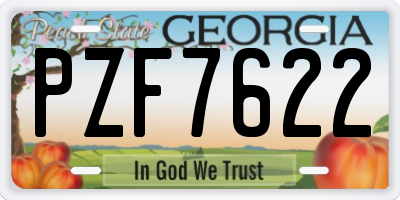 GA license plate PZF7622