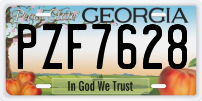 GA license plate PZF7628
