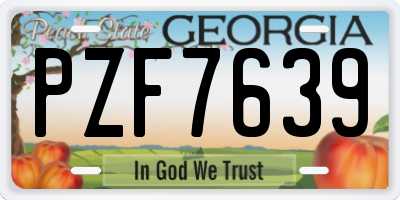 GA license plate PZF7639