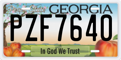 GA license plate PZF7640