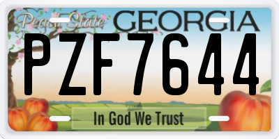 GA license plate PZF7644