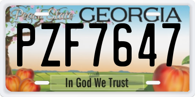 GA license plate PZF7647