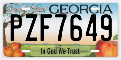 GA license plate PZF7649