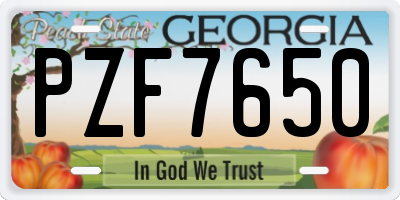 GA license plate PZF7650
