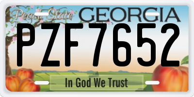 GA license plate PZF7652