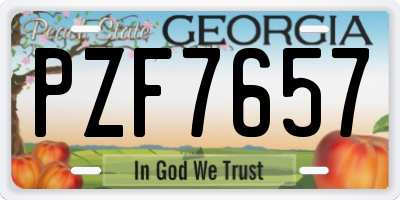 GA license plate PZF7657