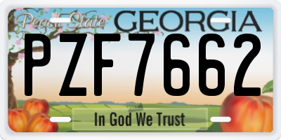 GA license plate PZF7662