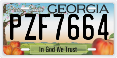 GA license plate PZF7664