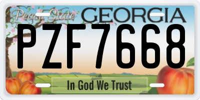 GA license plate PZF7668