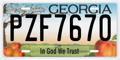 GA license plate PZF7670