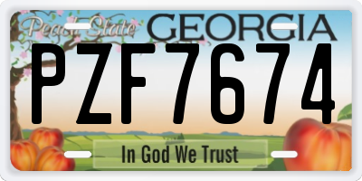 GA license plate PZF7674