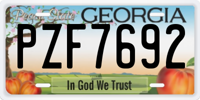 GA license plate PZF7692