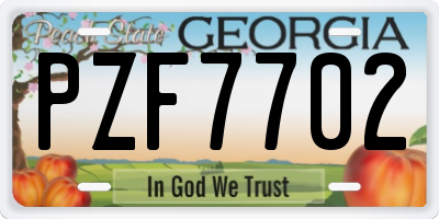 GA license plate PZF7702