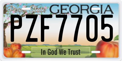 GA license plate PZF7705