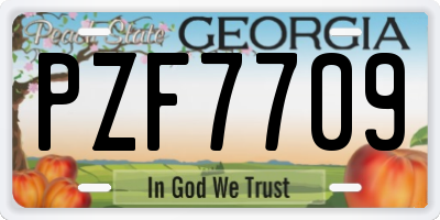 GA license plate PZF7709