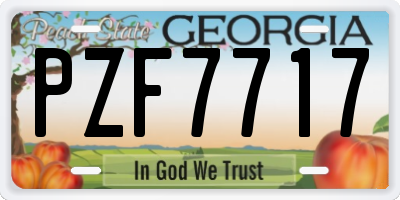 GA license plate PZF7717